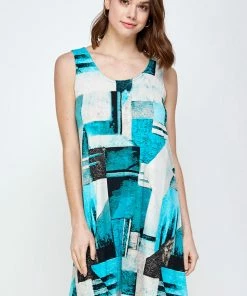 Jostar Short Length HIT Missy Tank Dress Sleeveless Prints-703HT-TRP1-W052
