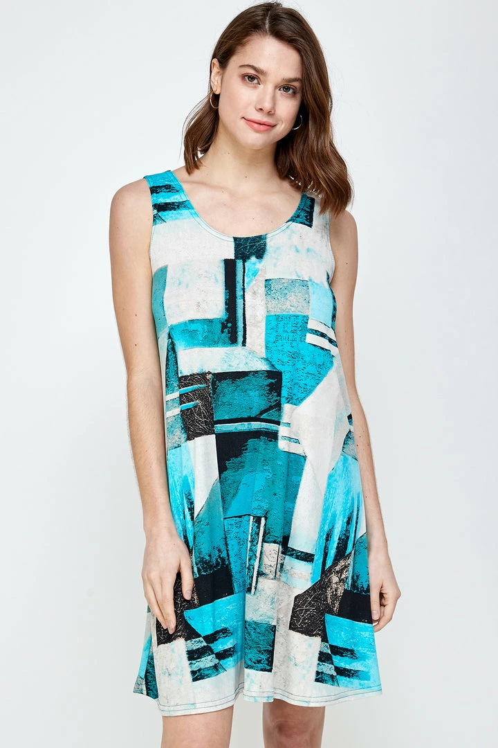 Jostar Short Length HIT Missy Tank Dress Sleeveless Prints-703HT-TRP1-W052