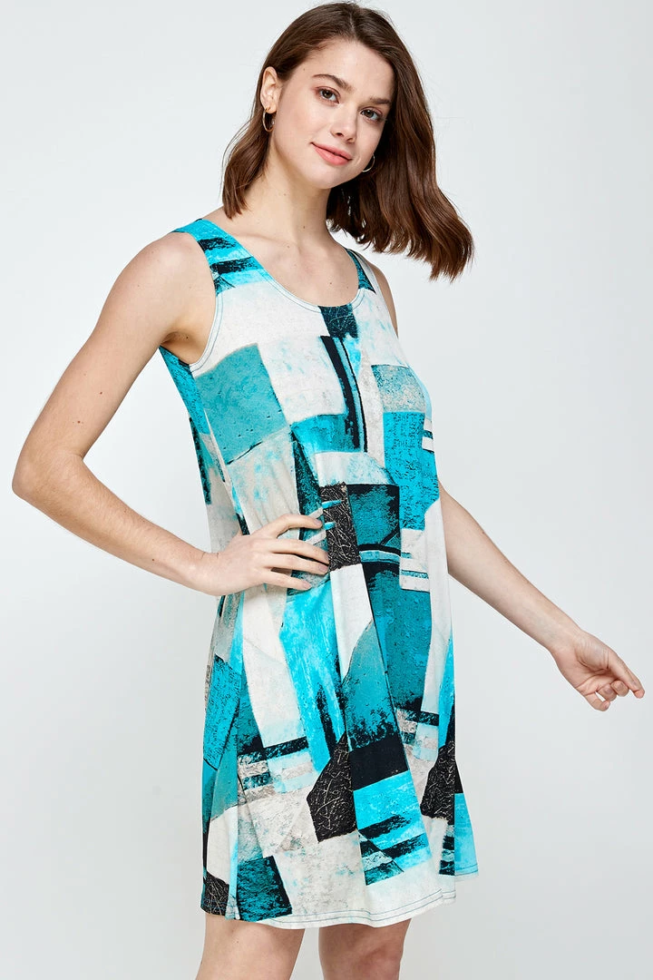 Jostar Short Length HIT Missy Tank Dress Sleeveless Prints-703HT-TRP1-W052
