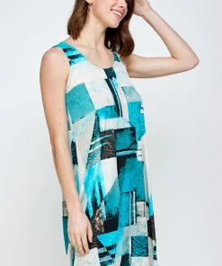 Jostar Short Length HIT Missy Tank Dress Sleeveless Prints-703HT-TRP1-W052