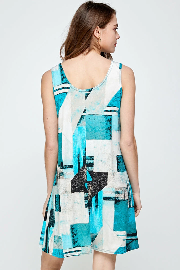 Jostar Short Length HIT Missy Tank Dress Sleeveless Prints-703HT-TRP1-W052