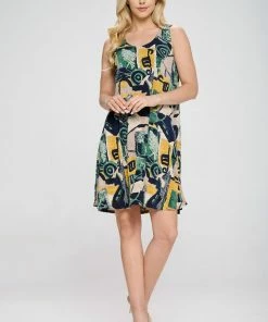 JOSTAR HIT Missy Tank Dress Sleeveless Prints, 703HT-TP-W217 Short Length