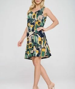 JOSTAR HIT Missy Tank Dress Sleeveless Prints, 703HT-TP-W217 Short Length