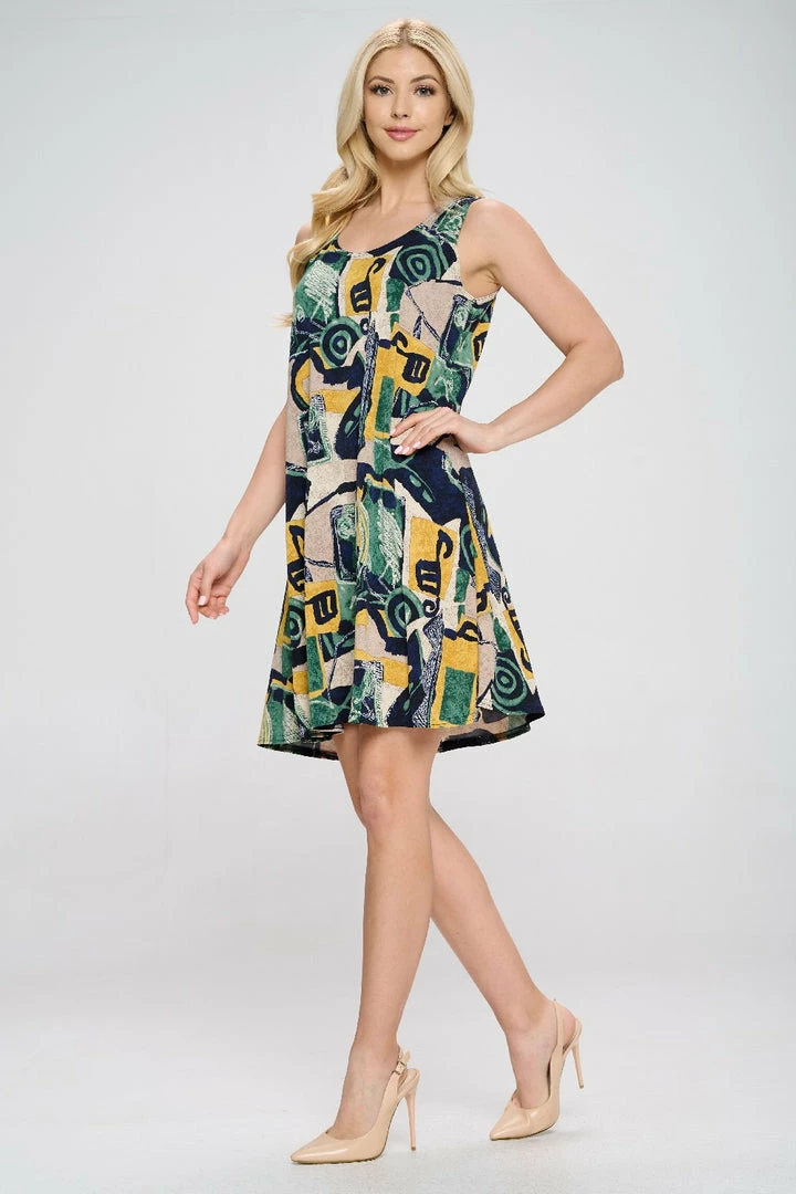 JOSTAR HIT Missy Tank Dress Sleeveless Prints, 703HT-TP-W217 Short Length