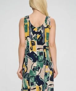 JOSTAR HIT Missy Tank Dress Sleeveless Prints, 703HT-TP-W217 Short Length