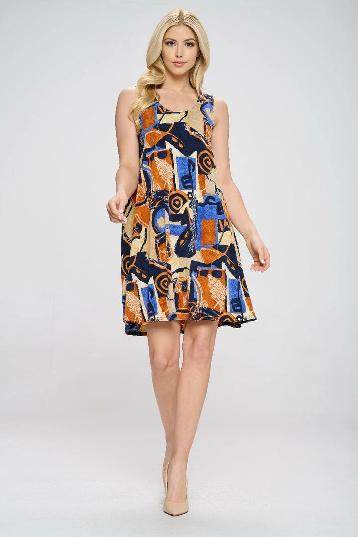 JOSTAR HIT Missy Tank Dress Sleeveless Prints, 703HT-TP-W217 Short Length
