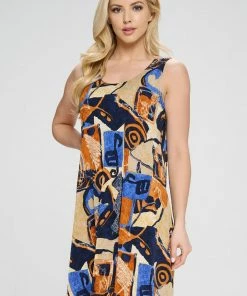 JOSTAR HIT Missy Tank Dress Sleeveless Prints, 703HT-TP-W217 Short Length