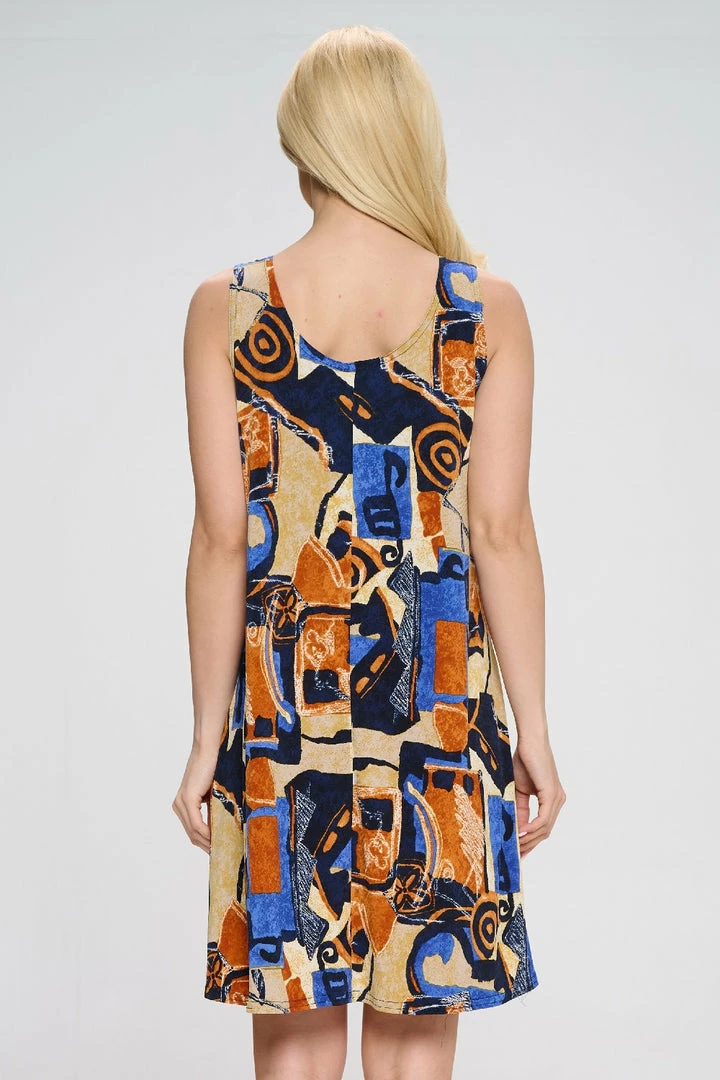 JOSTAR HIT Missy Tank Dress Sleeveless Prints, 703HT-TP-W217 Short Length