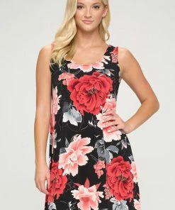 Jostar Short Length HIT Missy Tank Dress Sleeveless Prints-703HT-TRP1-W237