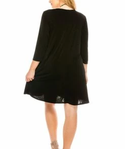 Plus Size Jostar Women's Stretchy Missy Dress Quarter Sleeve-704BN-QXS1
