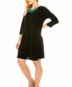 Plus Size Jostar Women's Stretchy Missy Dress Quarter Sleeve-704BN-QXS1