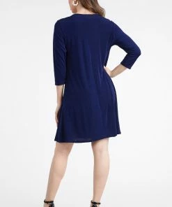 Plus Size Jostar Women's Stretchy Missy Dress Quarter Sleeve-704BN-QXS1