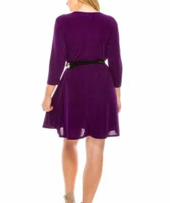 Plus Size Jostar Women's Stretchy Missy Dress Quarter Sleeve-704BN-QXS1