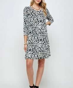 Short Length Jostar Women's Stretchy Missy Dress Quarter Sleeve Print-704BN-QRP1-W289