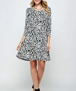 Short Length Jostar Women's Stretchy Missy Dress Quarter Sleeve Print-704BN-QRP1-W289