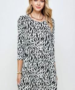 Short Length Jostar Women's Stretchy Missy Dress Quarter Sleeve Print-704BN-QRP1-W289