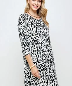 Short Length Jostar Women's Stretchy Missy Dress Quarter Sleeve Print-704BN-QRP1-W289