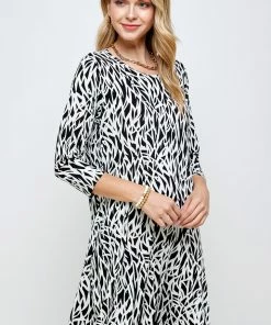 Short Length Jostar Women's Stretchy Missy Dress Quarter Sleeve Print-704BN-QRP1-W289