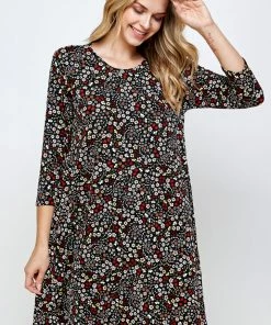 Short Length Jostar Women's Stretchy Missy Dress Quarter Sleeve Print-704BN-QRP1-W295