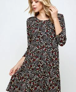 Short Length Jostar Women's Stretchy Missy Dress Quarter Sleeve Print-704BN-QRP1-W295