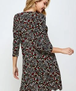 Short Length Jostar Women's Stretchy Missy Dress Quarter Sleeve Print-704BN-QRP1-W295
