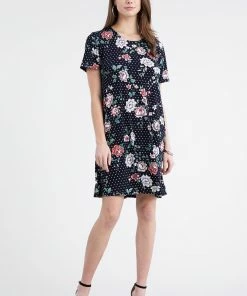 Plus Size Jostar Women's Stretchy Missy Dress Short Sleeve Print Plus, 704BN-SXP-W211