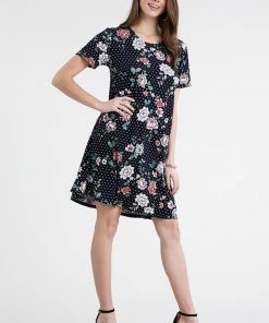 Plus Size Jostar Women's Stretchy Missy Dress Short Sleeve Print Plus, 704BN-SXP-W211