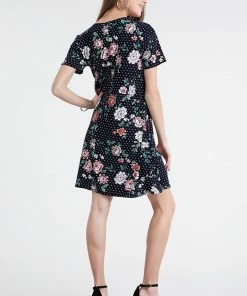 Plus Size Jostar Women's Stretchy Missy Dress Short Sleeve Print Plus, 704BN-SXP-W211