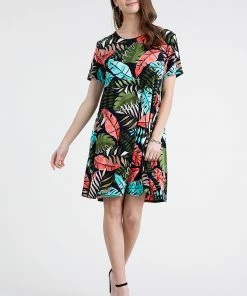 Jostar Women's Stretchy Missy Dress Short Sleeve Print Plus, 704BN-SXP-W212