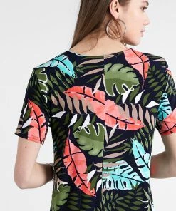 Jostar Women's Stretchy Missy Dress Short Sleeve Print Plus, 704BN-SXP-W212