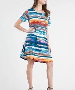 Plus Size Jostar Women's Stretchy Missy Dress Short Sleeve Print Plus, 704BN-SXP-W213