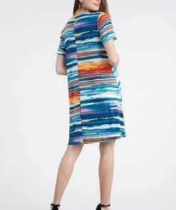 Plus Size Jostar Women's Stretchy Missy Dress Short Sleeve Print Plus, 704BN-SXP-W213