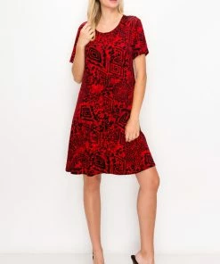 Jostar Women's Stretchy Missy Dress Short Sleeve Print, 704BN-SRP1-W277 Dresses