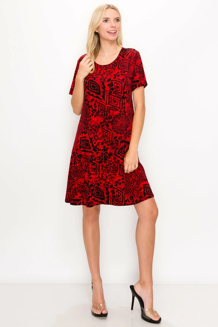 Jostar Women's Stretchy Missy Dress Short Sleeve Print, 704BN-SRP1-W277 Dresses