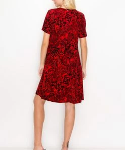 Jostar Women's Stretchy Missy Dress Short Sleeve Print, 704BN-SRP1-W277 Dresses
