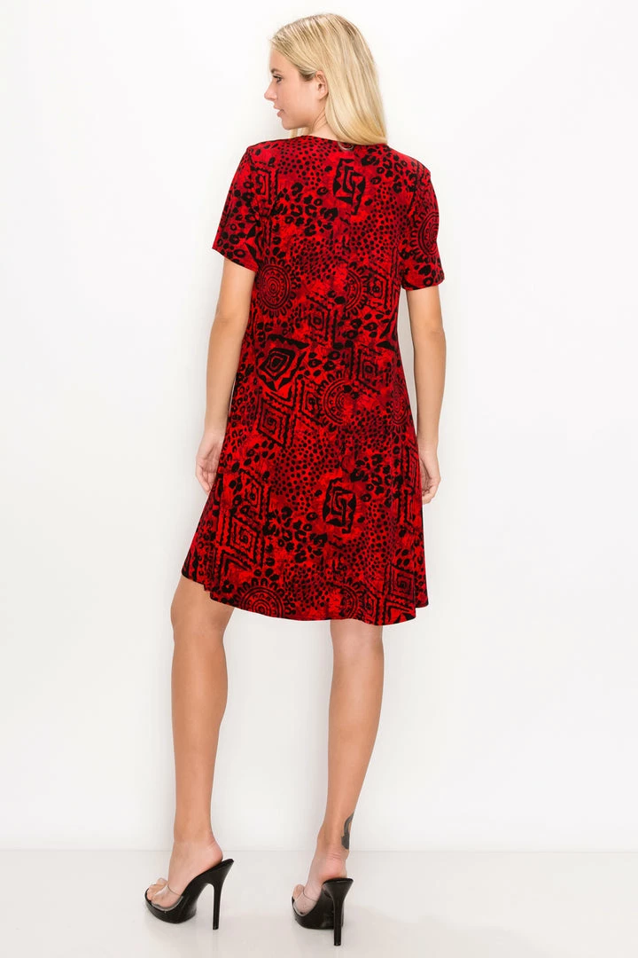Jostar Women's Stretchy Missy Dress Short Sleeve Print, 704BN-SRP1-W277 Dresses