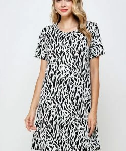 Jostar Online Jostar Women's Stretchy Missy Dress Short Sleeve Print, 704BN-SRP1-W289