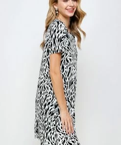 Jostar Online Jostar Women's Stretchy Missy Dress Short Sleeve Print, 704BN-SRP1-W289