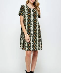 Short Length Jostar Women's Stretchy Missy Dress Short Sleeve Print-704BN-SRP1-W290