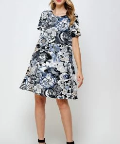 Jostar Women's Stretchy Missy Dress Short Sleeve Print-704BN-SRP1-W293 Dresses