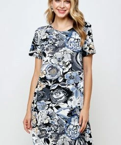 Jostar Online Jostar Women's Stretchy Missy Dress Short Sleeve Print, 704BN-SRP1-W293