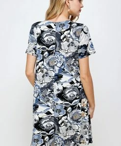 Jostar Online Jostar Women's Stretchy Missy Dress Short Sleeve Print, 704BN-SRP1-W293