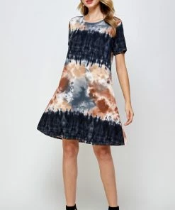 Jostar Women's Stretchy Missy Dress Short Sleeve Print-704BN-SRP1-W294 Dresses