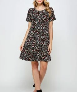 Short Length Jostar Women's Stretchy Missy Dress Short Sleeve Print-704BN-SRP1-W295
