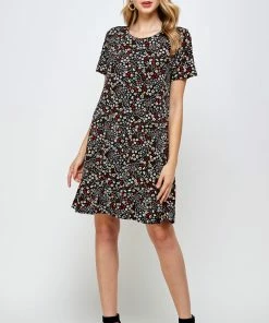 Short Length Jostar Women's Stretchy Missy Dress Short Sleeve Print-704BN-SRP1-W295