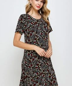 Short Length Jostar Women's Stretchy Missy Dress Short Sleeve Print-704BN-SRP1-W295