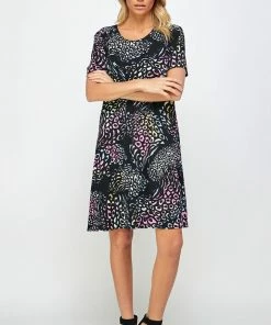Jostar Women's Stretchy Missy Dress Short Sleeve Print Plus, 704BN-SXP-W300