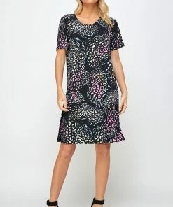 Jostar Women's Stretchy Missy Dress Short Sleeve Print Plus, 704BN-SXP-W300