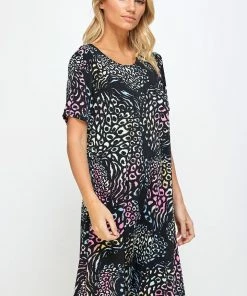 Short Length Jostar Women's Stretchy Missy Dress Short Sleeve Print- 704BN-SRP1-W300