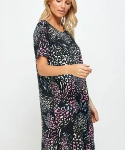 Short Length Jostar Women's Stretchy Missy Dress Short Sleeve Print- 704BN-SRP1-W300